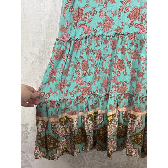 Matilda Jane Midi Dress Medium Floral Flutter Sleeve Tiered Boho Down to Earth - Picture 2 of 8